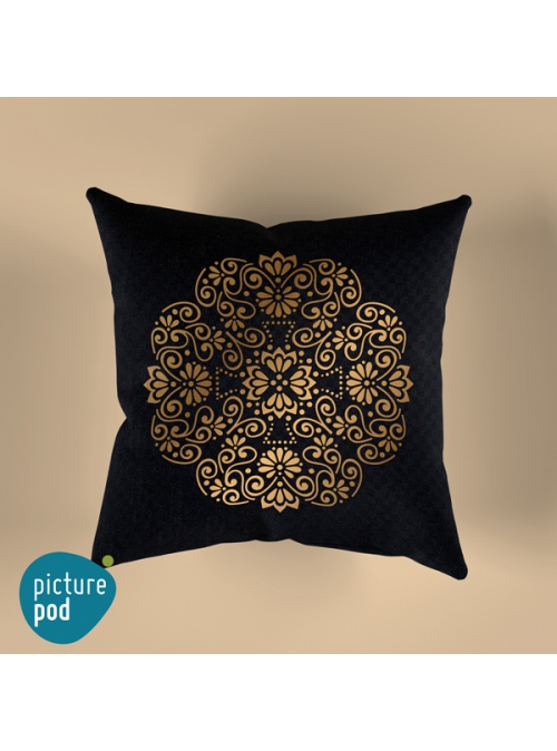 Gold Floral Cushion - 35cm