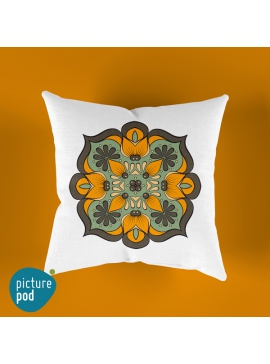 Boho Orange Flower Cushion - 35cm